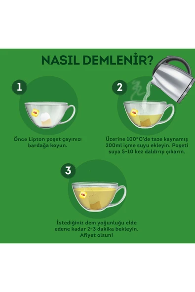 Lipton Berrak Yeşil Bardak Poşet Çay 20'li - Resim 4