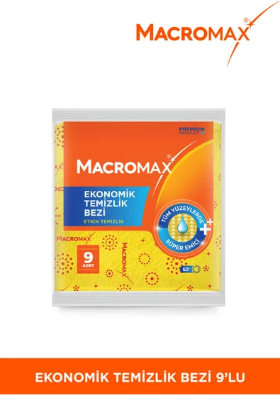 MACRO MAX Ekonomik Temizlik Bezi Süper Emici Mutfak Yüzey Bezi 9'li Paket ürün görseli 1