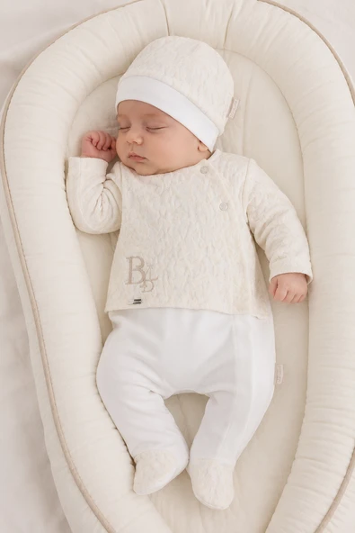 Dantel Detaylı Kız Bebek Tulum Bere Takım 15243 ürün görseli 1