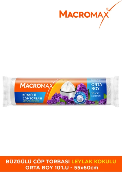MACRO MAX Büzgülü Leylak Çöp Torbası Orta Boy 10'lu ürün görseli 1