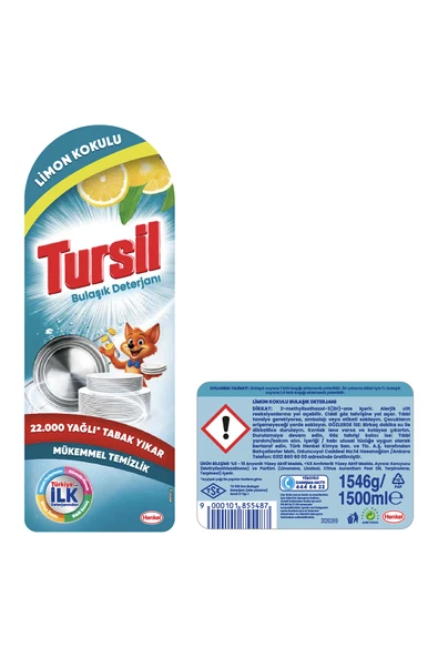 Tursil Elde Yıkama Bulaşık Deterjanı Limon 1500 ml - Resim 3