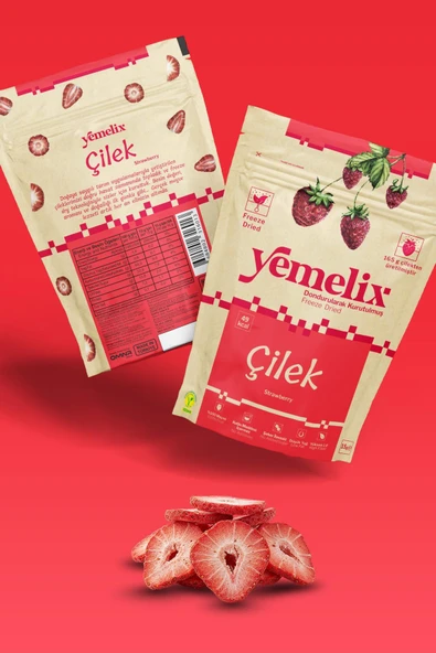 Yemelix Freeze Dried Çilek Kuru Meyve Cipsi - Dondurularak Kurutulmuş Çilek 15G ürün görseli 1