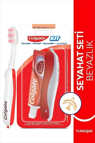 Colgate Seyahat Seti Optic White Anında Beyazlık Beyazlatıcı Diş Macunu 20 ml + Yumuşak Diş Fırçası ürün görseli 1