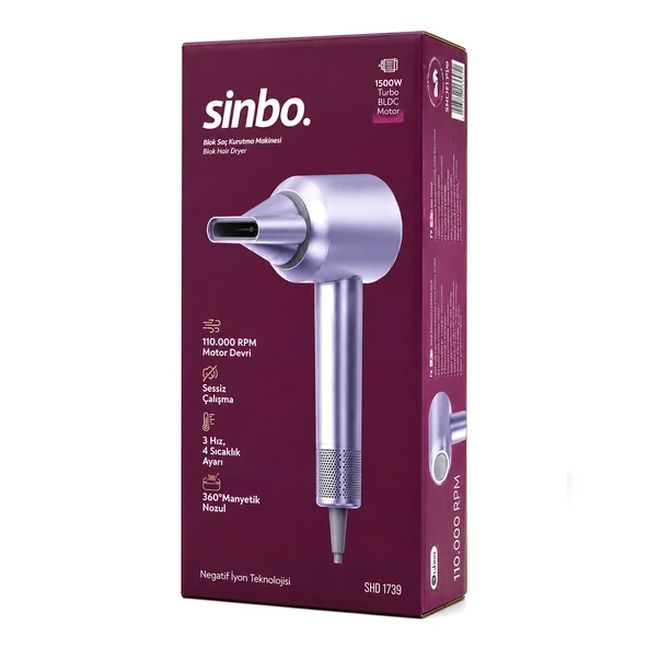 Sinbo Saç Kurutma ve Şekillendirme Makinesi - Mavi Renk - BLDC Turbo Motor ürün görseli 1