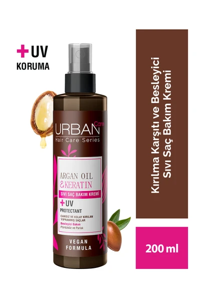Urban Care Argan Yağı Kolay Kırılan Yıpranmış Saçlara Özel Sıvı Saç Bakım Kremi-vegan-200 ml ürün görseli 1