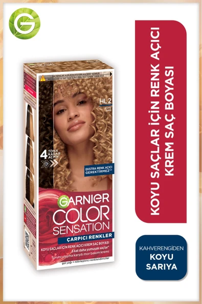 Garnier Çarpıcı Renkler, HL2 Koyu Sarı, Renk Açıcı Krem Saç Boyası, Demikit ürün görseli 1