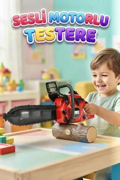 Küçük Ustalar Iş Başında:sesli Pilli Eğlenceli ve Güvenli Çocuk Motorlu Testeresi 39 cm ürün görseli 1