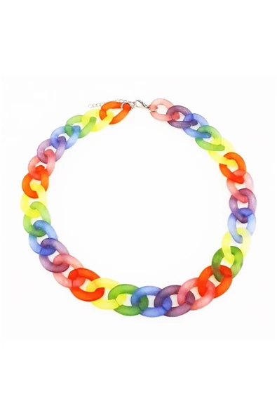 Karışık Renkli Kadın Mat Akrilik Candy Kolye ürün görseli 1