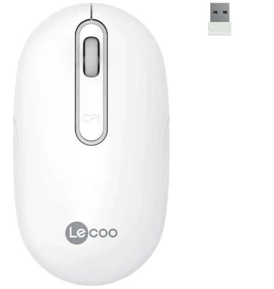 Lenovo Lecoo WS207 Beyaz Şarjlı Ergonomik Optik Kablosuz Mouse ürün görseli 1
