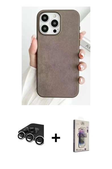 MARSİLYAN™- iPhone 15 Pro Kılıf Pusula Modern - Siyah Bilvis 3D Cam Ekran Koruyucu + Raze Metal Kamera Lens - GS ürün görseli 1