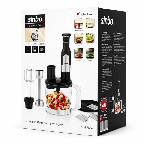 Sinbo El Multi Blender Seti - 2 Litre Hazneli - Paslanmaz Çelik Bıçaklı ürün görseli 1