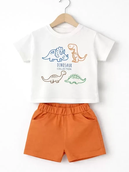 6/24 Ay Dino Baskılı Basic Bebek Takımı ürün görseli 1