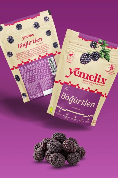 Yemelix Freeze Dried Böğürtlen Kuru Meyve Cipsi - Dondurularak Kurutulmuş Böğürtlen 15G ürün görseli 1