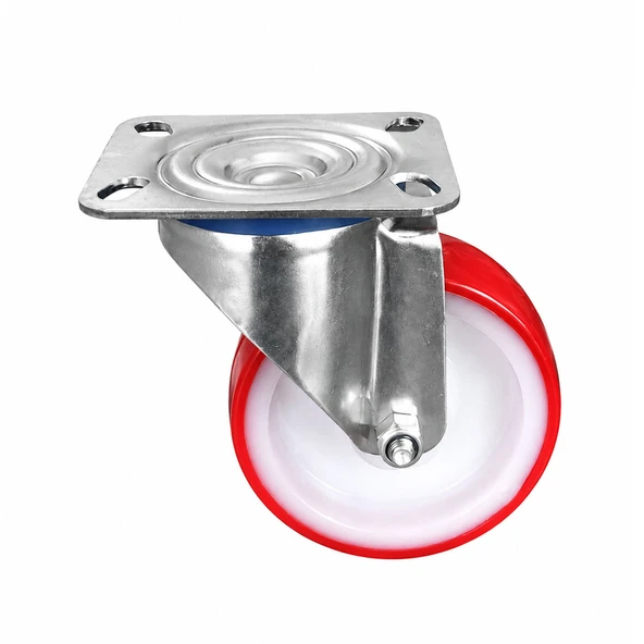 Poliamid Tablalı Dönerli Teker 1 Adet 100x32 mm Kırmızı Sanayi Mobilya Makine Tekerleği ürün görseli 1