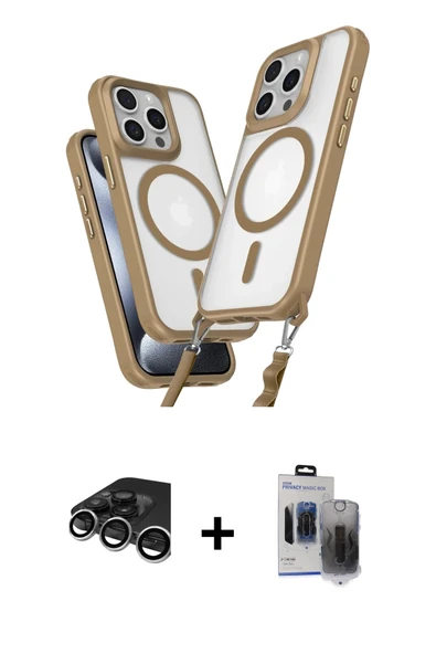 MARSİLYAN™- iPhone 15 Pro Max Kılıf Atlas Doku Koleksiyonu - Siyah Vanessa Magic Hayalet Cam + Raze Metal Kamera Lens - ürün görseli 1