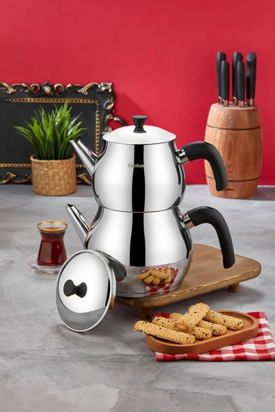Cooker Tombo Mini Boy Paslanmaz Çelik Çaydanlık Takımı 0,75 - 1,50 Litre CKR3706 ürün görseli 1