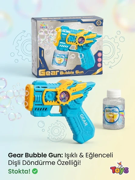Pilli LED Işıklı Köpük Tabancası 15cm – Yoğun Baloncuk Çıkaran Bubble Mavi ürün görseli 1