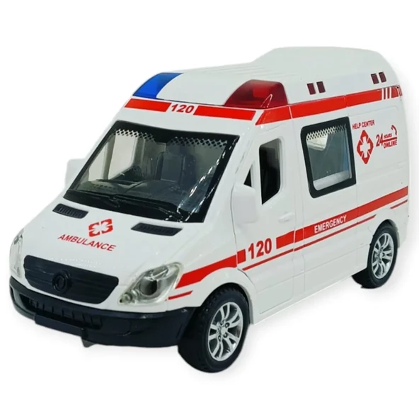 Ambulans Arabası Işıklı Sesli Sürtmeli Plastik 15cm ürün görseli 1