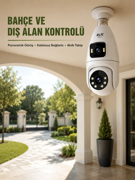 Çift Lens Wi-Fi Ampul Kamera ve Mobil Kontrol Yüksek Çözünürlüklü ürün görseli 1
