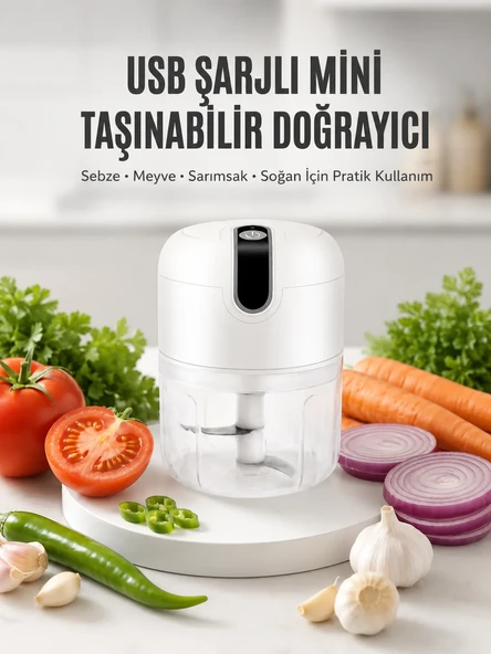 Rondo Doğrayıcı 250 ML Taşınabilir USB Şarjlı Pratik El Rondo Blender Yeni Nesil ürün görseli 1