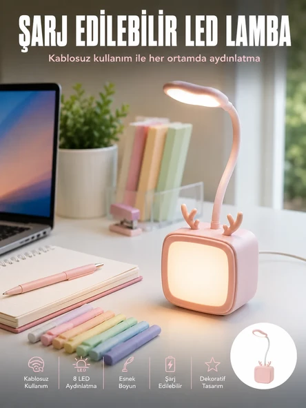 Esnek Gövdeli LED Masa Lambası Taşınabilir Gece Aydınlatması ürün görseli 1
