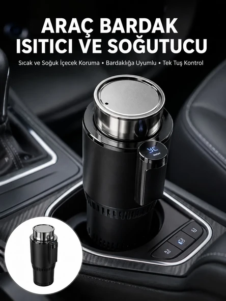 Isıtma Soğutma Özellikli Araç Bardaklığı Çakmak Girişli Akıllı Yeni Nesil ürün görseli 1