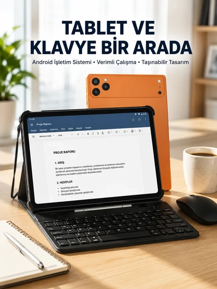 Android Tablet Klavye Kılıflı Dokunmatik Ekran Günlük ve Profesyonel Kullanım ürün görseli 1
