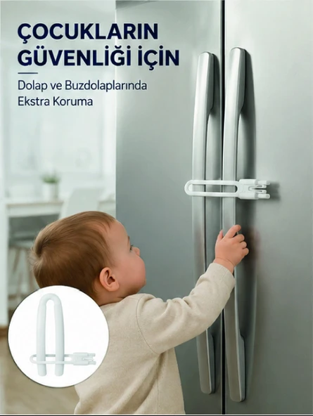 4 Adet Dolap Kapak Kilidi Ev İçi Güvenlik İçin Pratik Koruma Seti Yeni Nesil ürün görseli 1