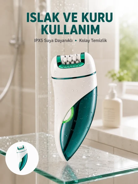 Profesyonel 3 in 1 Epilasyon Cihazı LED Aydınlatmalı Suya Dayanıklı Şarjlı VGR Epilatör Yeni Nesil ürün görseli 1