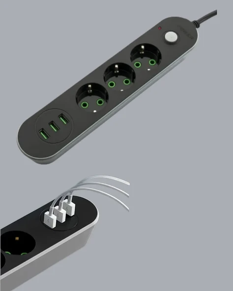 3 USB Portlu Üçlü Priz CXE103 - Resim 4