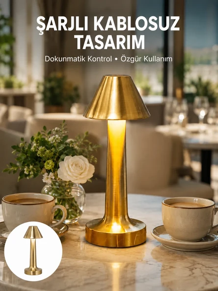 Şarjlı Masa Lambası 3 Işık Modu Kademesiz Karartma Metal Gövde Yeni Nesil ürün görseli 1