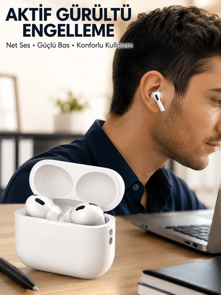 Aktif Gürültü Engelleyici Kablosuz Bluetooth Kulaklık – Şarj Kutulu, Uzun Ömürlü Yeni Nesil ürün görseli 1