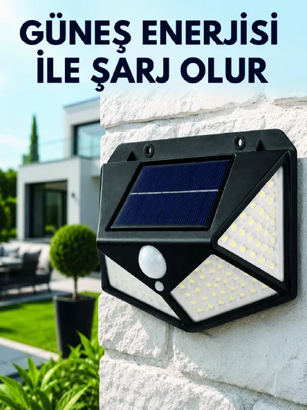 Sensörlü Solar Bahçe Lambası Geniş Açılı LED Aydınlatmalı Balkon Garaj ve Bahçe Işığı ürün görseli 1