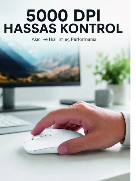 Kablosuz Bluetooth Oyuncu Mouse Sessiz Tıklama Ergonomik Wireless Fare ürün görseli 1