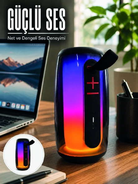 RGB Işıklı Bluetooth Hoparlör Güçlü Ses Type-C Şarjlı Taşınabilir Kablosuz Speaker ürün görseli 1