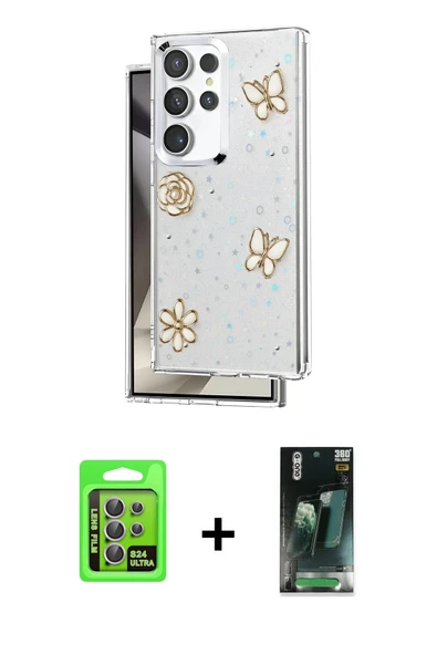 MARSİLYAN™- Galaxy S24 Ultra Kılıf Yörünge Form - Siyah 360 Mat Full Body Arka Koruyucu + Raze Metal Kamera Lens - MR ürün görseli 1