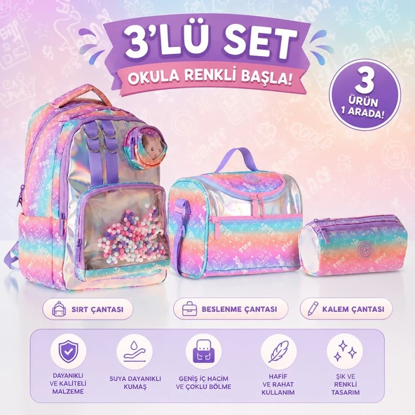 Okul Sırt Çantası - L5348+ Beslenme Çantası L5349+ Kalem Kutusu L5350 ürün görseli 1