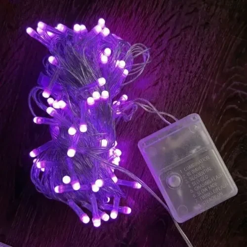 10m 100 Led Damla Uçlu Pembe Işık Şeffaf Kablo ürün görseli 1