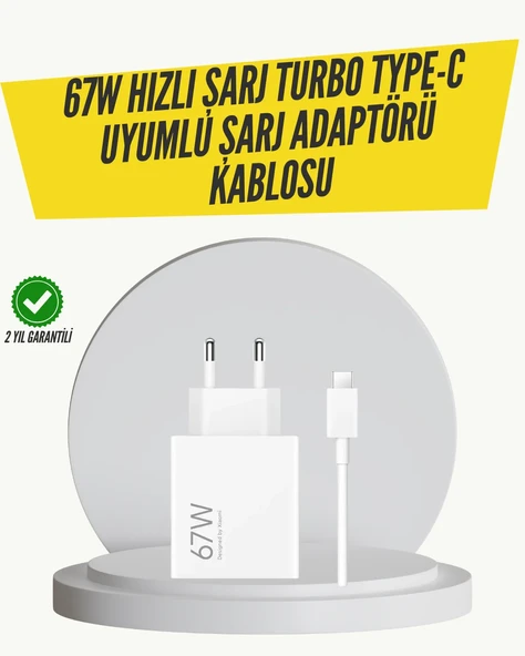 67W Turbo Hızlı Şarj Adaptörü ve Type-C Kablo Güvenli Şarj Teknolojisi ürün görseli 1