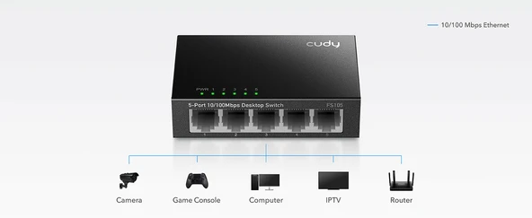 CUDY 8-Port 10/100Mbps Metal Switch - Resim 9