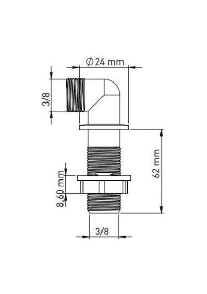 Ev+ Duvara Sıfır Klozet Temizsu Giriş Dirseği 3/8 Flex Dirseği - Resim 2