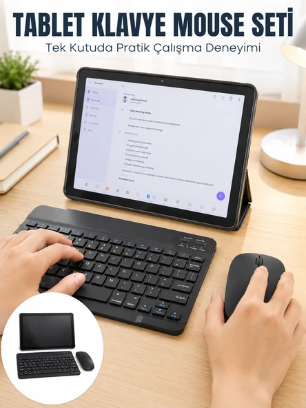 Sım Kartlı Android Tablet Bluetooth Klavye Kablosuz Mouse Geniş Ekran Ve Taşınabilir Kullanım Seti ürün görseli 1