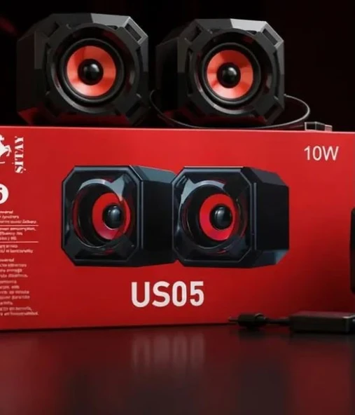 1+1 USB 10W Masaüstü Hoparlör US05 | Stereo Ses | USB Güç Girişi | Bilgisayar Laptop PC Hoparlörü | Tak Çalıştır ürün görseli 1