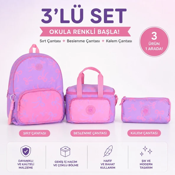 Okul Sırt Çantası K1879+ Beslenme Çantası K1880+ Kalem Kutusu K1881 ürün görseli 1