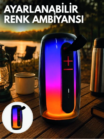 Rgb Aydınlatmalı Kablosuz Bluetooth Hoparlör Usb Bellek Tf Kart Destekli ürün görseli 1