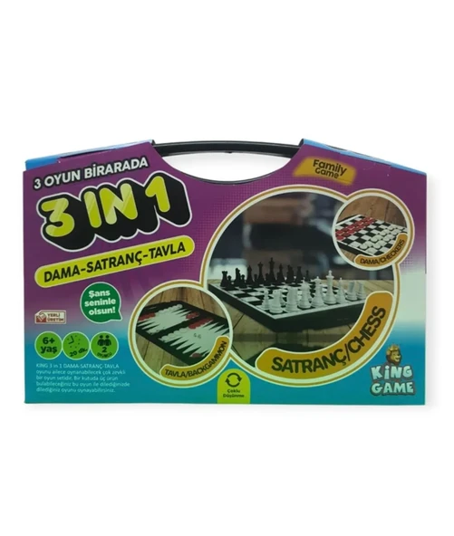 3'ü 1 Arada Çantalı Dama-Satranç-Tavla Zeka ve Strateji Oyunu ürün görseli 1