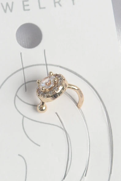 Pirinç Gold Renk Zirkon Taşlı Kadın Kıkırdak Küpe ürün görseli 1
