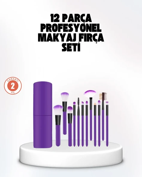Kusursuz Makyaj İçin 12 Parça Profesyonel Fırça Seti Taşınabilir Kutu Hediyeli ürün görseli 1