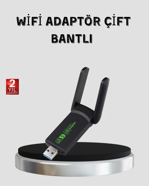 1200 Mbps Dual Band WiFi Adaptör – 5.8G & 2.4G Çift Antenli ürün görseli 1