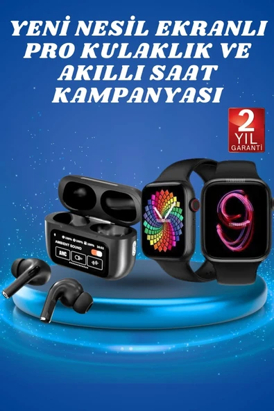 Ekranlı Yeni Nesil Pro Kulaklık ve Akıllı Saat Kampanyası Kulak İçi Mikrofonlu ürün görseli 1